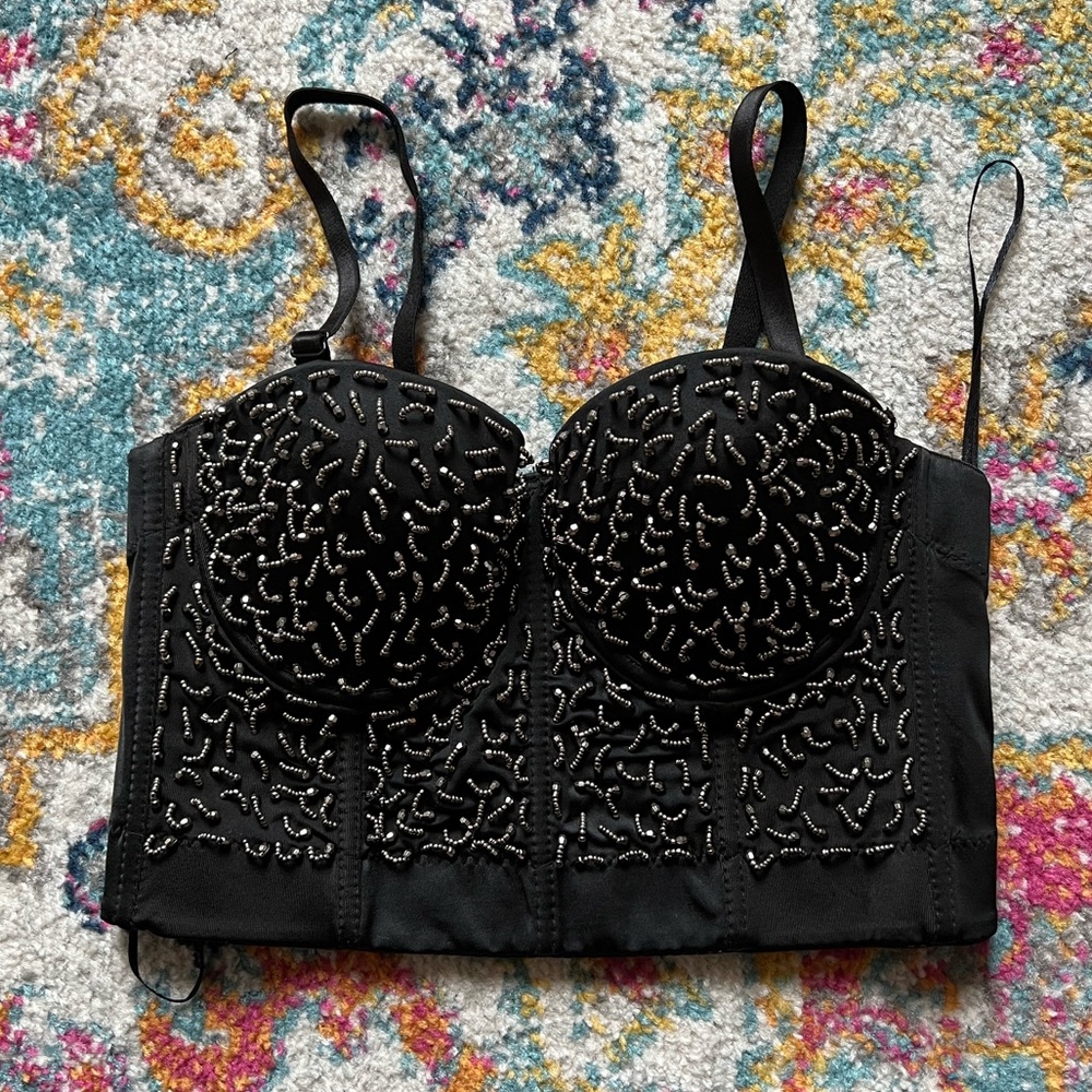 Black beaded corset